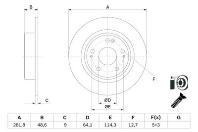 Тормозной диск BOSCH 0 986 479 F76 для HONDA HR-V