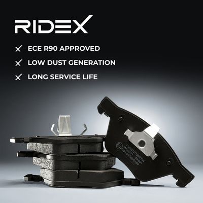комплект спирачно феродо, дискови спирачки RIDEX 402B1282