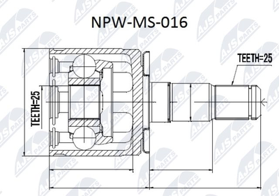 NTY NPW-MS-016 ШРУС  для MITSUBISHI DELICA (Митсубиши Делика)