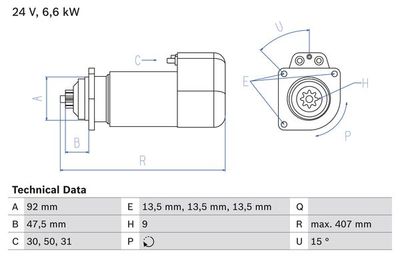 Startmotor BOSCH 0 986 016 520