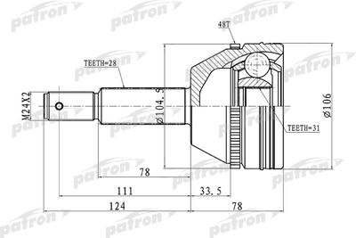 PATRON PCV3237 ШРУС  для FORD TRANSIT (Форд Трансит)
