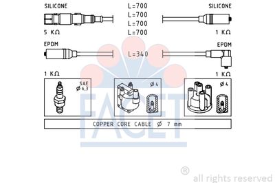 Комплект проводов зажигания FACET 4.9353 для VW PASSAT