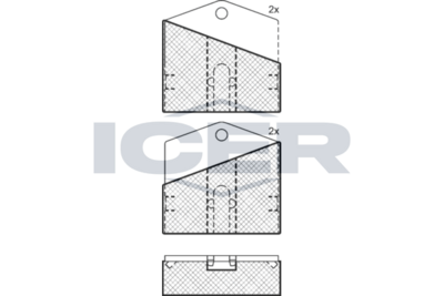 комплект феродо за накладки, дискова ръчна спирачка ICER 180018