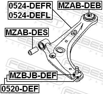 Mounting, control/trailing arm MZAB-DEB