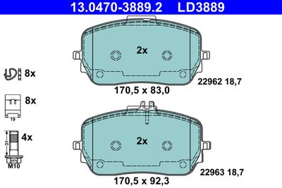 Комплект тормозных колодок, дисковый тормоз 13.0470-3889.2
