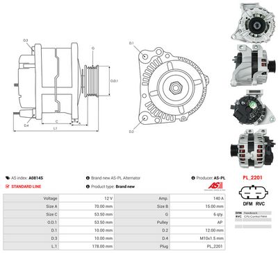 GENERATOR / ALTERNATOR AS-PL A0814S 4