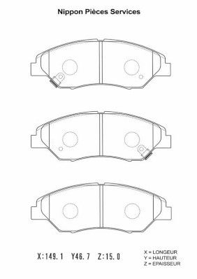 Комплект тормозных колодок, дисковый тормоз NPS K360A07 для KIA RETONA