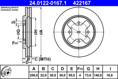 Тормозной диск ATE 24.0122-0167.1 для NISSAN VANETTE
