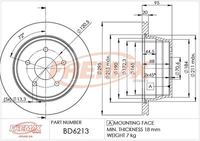 Тормозной диск FREMAX BD-6213 для CHEVROLET S10
