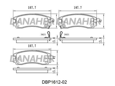 DANAHER DBP1612-02 Тормозные колодки и сигнализаторы  для CHEVROLET  (Шевроле Транс)