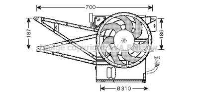 Вентилятор, охлаждение двигателя AVA QUALITY COOLING OL7515 для OPEL VECTRA