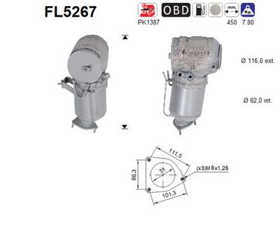 FILTRU FUNINGINE/PARTICULE SIST.DE ESAPAMENT AS FL5267