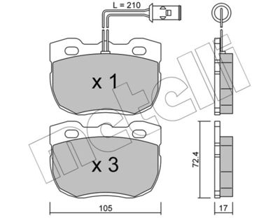 METELLI 22-0177-0 Тормозные колодки и сигнализаторы  для LAND ROVER RANGE ROVER I 2.5 TDi 4x4