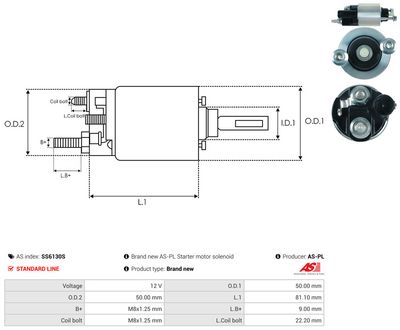 Elektromagnetický spínač, startér AS-PL SS6130S