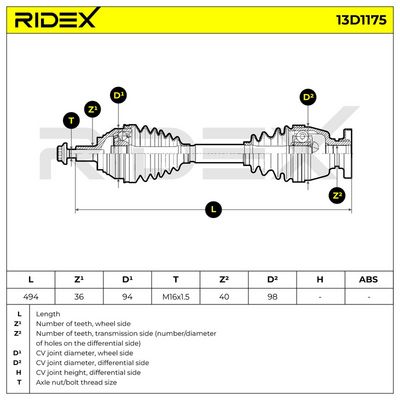 полуоска RIDEX