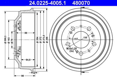 Тормозной барабан ATE 24.0225-4005.1 для FIAT DUCATO