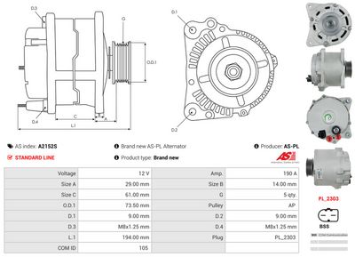 GENERATOR / ALTERNATOR AS-PL A2152S 4