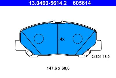 Комплект тормозных колодок, дисковый тормоз ATE 13.0460-5614.2 для TOYOTA ALPHARD