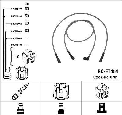 Комплект проводов зажигания NGK 0701 для FIAT PANDA