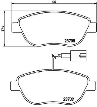 Bromsbeläggssats, skivbroms BREMBO P23087