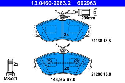 Комплект тормозных колодок, дисковый тормоз ATE 13.0460-2963.2 для AUDI QUATTRO