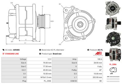 GENERATOR / ALTERNATOR AS-PL A0948S 4