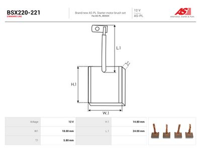 Kolborste, startmotor AS-PL BSX220-221