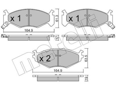 комплект спирачно феродо, дискови спирачки METELLI 22-0289-0