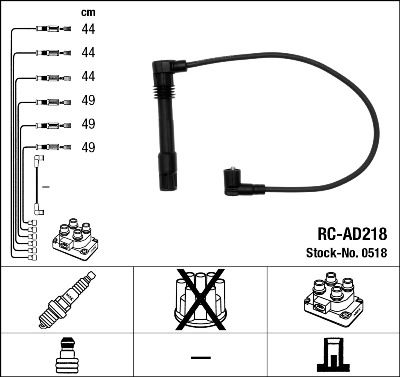 Комплект проводов зажигания NGK 0518 для AUDI A4