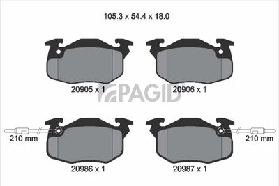 Sada brzdových destiček, kotoučová brzda PAGID T6088N