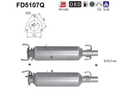 Filtr sadzy / filtr cząstek stałych, układ wydechowy AS FD5107Q