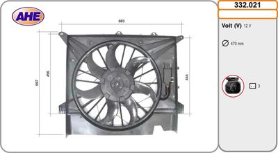Вентилятор, охлаждение двигателя AHE 332.021 для VOLVO XC90