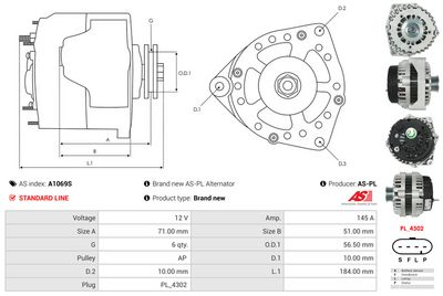 GENERATOR / ALTERNATOR AS-PL A1069S 4