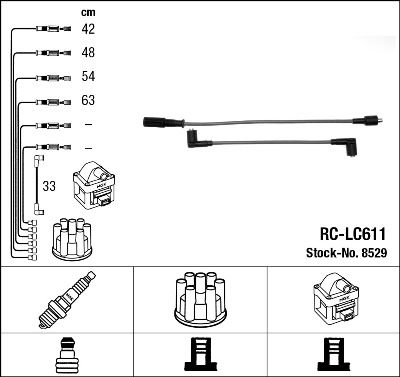 Комплект проводов зажигания NGK 8529 для LANCIA DELTA
