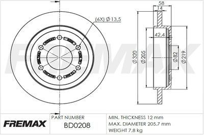 Тормозной диск FREMAX BD-0208 для INFINITI QX56