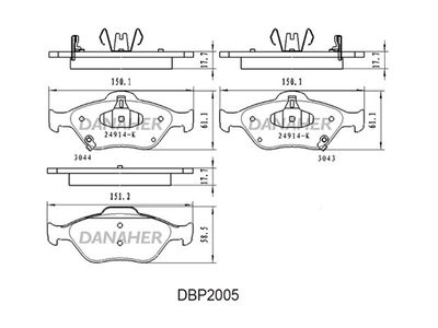 Комплект тормозных колодок, дисковый тормоз DANAHER DBP2005 для DAIHATSU CHARADE