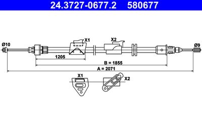ATE 24.3727-0677.2 Трос ручного тормоза  для FORD GALAXY (Форд Галаx)