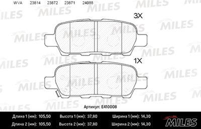 Комплект тормозных колодок, дисковый тормоз MILES E410008 для INFINITI Q70