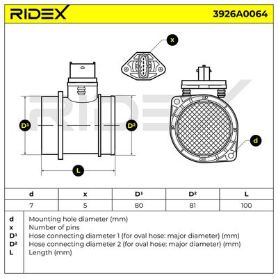 въздухомер-измерител на масата на въздуха RIDEX 3926A0064
