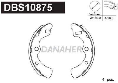 DANAHER DBS10875 Ремкомплект барабанных колодок  для HONDA N600 (Хонда Н600)
