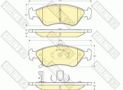 Комплект тормозных колодок, дисковый тормоз GIRLING 6131732 для KIA CLARUS