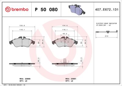 BREMBO Bremsbelagsatz, Scheibenbremse PRIME LINE (P 50 080)