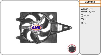 AHE 309.013 Вентилятор системы охлаждения двигателя  для ALFA ROMEO 155 (Альфа-ромео 155)
