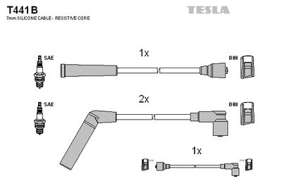 Комплект проводов зажигания TESLA T441B для DAEWOO TICO