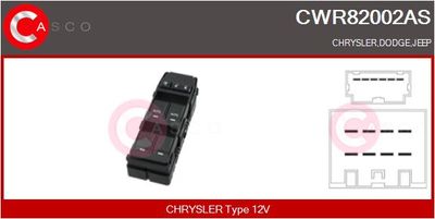 Выключатель, стеклолодъемник CASCO CWR82002AS для CHRYSLER 300C