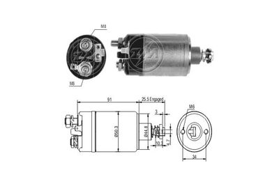 Тяговое реле, стартер ERA ZM626 для VW 411,412