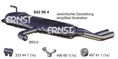 Глушитель выхлопных газов конечный ERNST 642064 для SEAT ALTEA