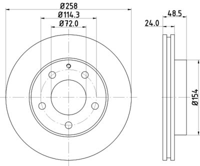 Тормозной диск HELLA 8DD 355 103-221 для MAZDA MX-6