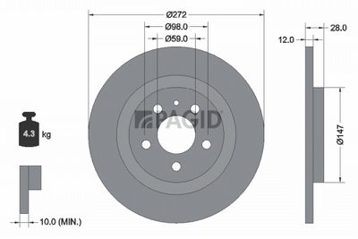Tarcza hamulcowa PAGID 54182NC