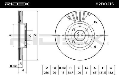 спирачен диск RIDEX 82B0215